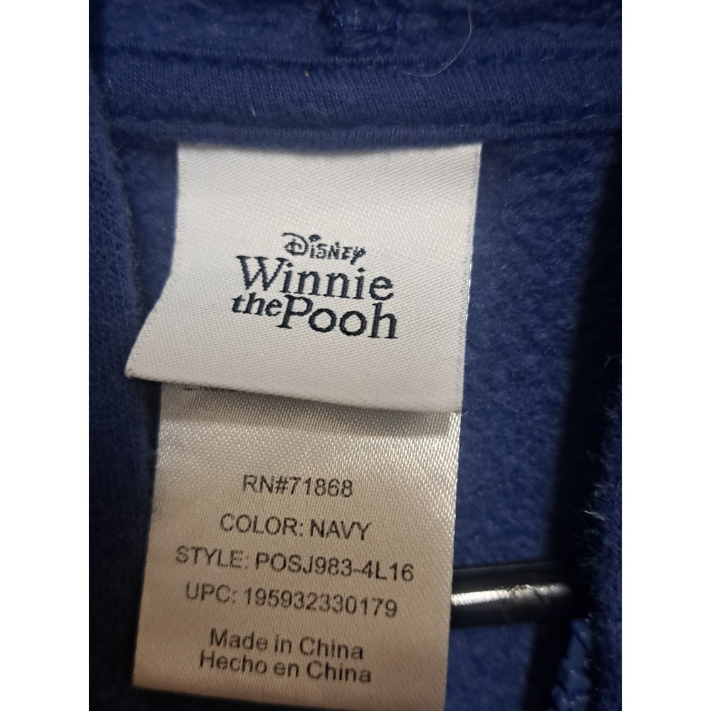 Disney Winnie The Pooh Zip Hoodie Navy Embroidered Pooh Piglet Eeyore XS - Picture 4 of 6